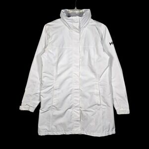 Helly Hansen Aden Jacket Women's Large White Rain Waterproof Insulated Hood Long